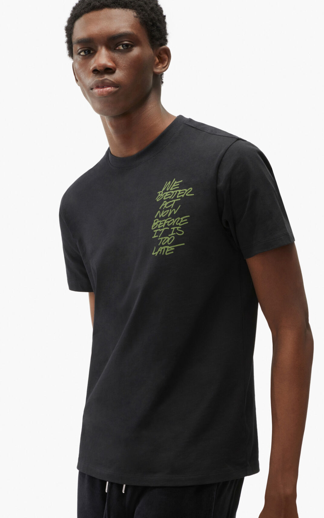 T Shirt Kenzo Homme We better act now Noir DTEAR-2134